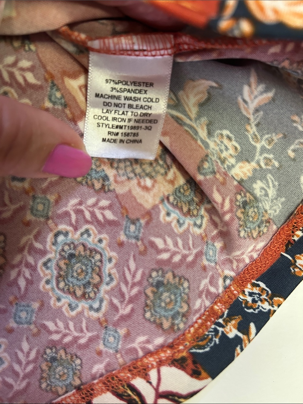 Women's Rust Floral Patchwork Top - Picture 3 of 5